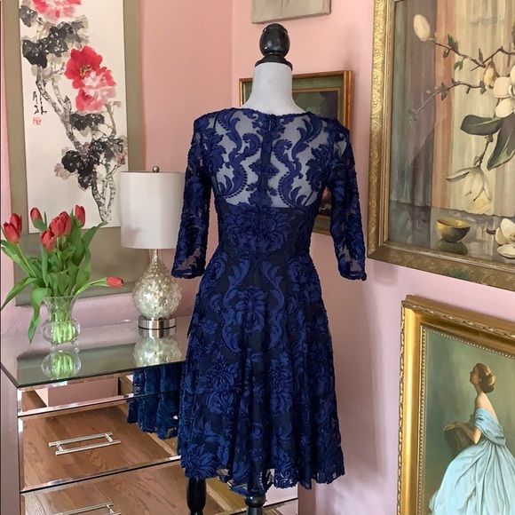 Black and blue jacquard print dress - Picture 3 of 6